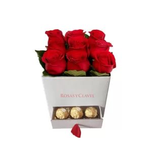 caja-blanca-con-rosas-bombones box caja blanca con rosas y chocolates. Envíos todo Lima, Perú