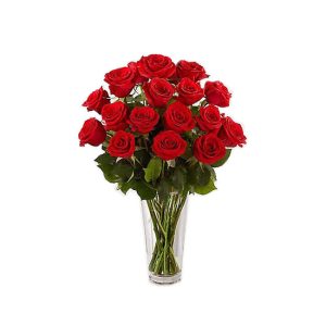 florero-vidrio-rosas-rojas Florero de vidrio con rosas rojas. Envio flores dia de la madre en lima peru