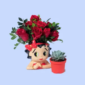 Romántica y clásica, arreglo de cerámica. Flores a domicilio Ate Vitarte