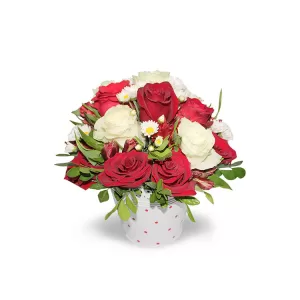 Baldecito con arreglo de rosas Lima